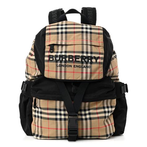 BURBERRY Nylon Logo Print Wilfin Backpack Archive Beige 